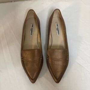 Karl Lagerfeld Women's Metallic Goal Pointed Loafers Flats